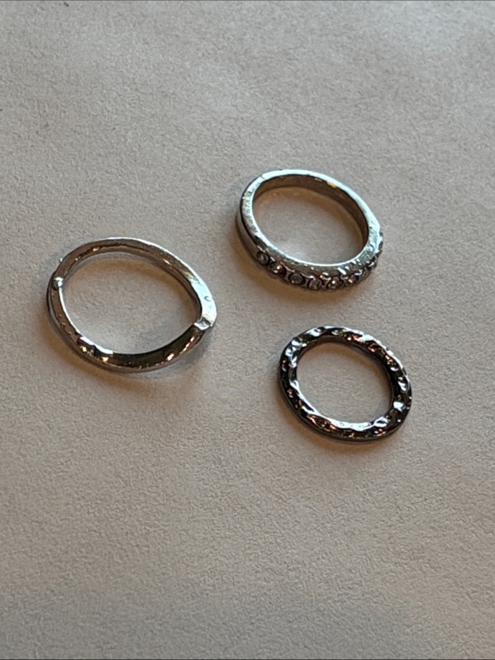 Silver Tone Crystal Accent Stacking Rings - Picture 3 of 3